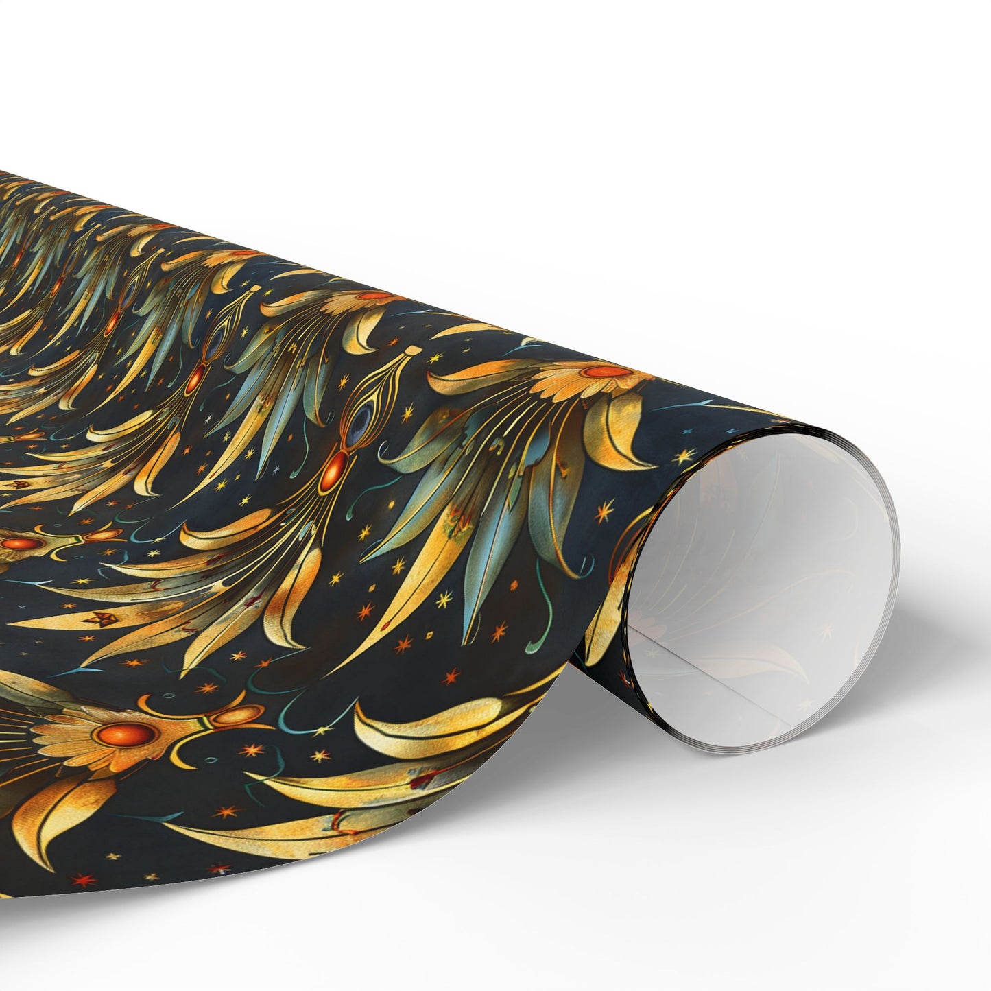 Celestial Art Deco – Gold Fans and Starry Night Pattern