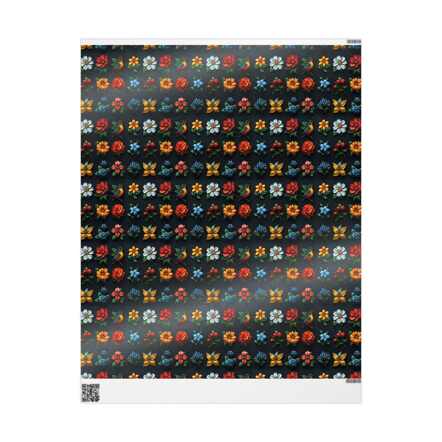 Flowers on Black Wrapping Paper
