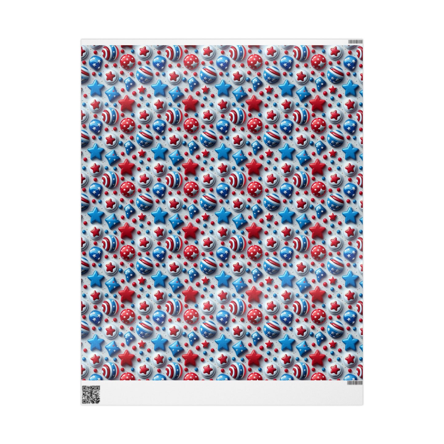 Patriotic Wrapping Paper - Red, White & Blue Stars Design