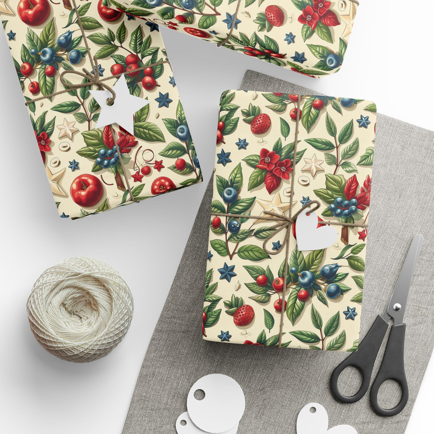 Festive Floral Wrapping Paper for Holidays and Celebrations