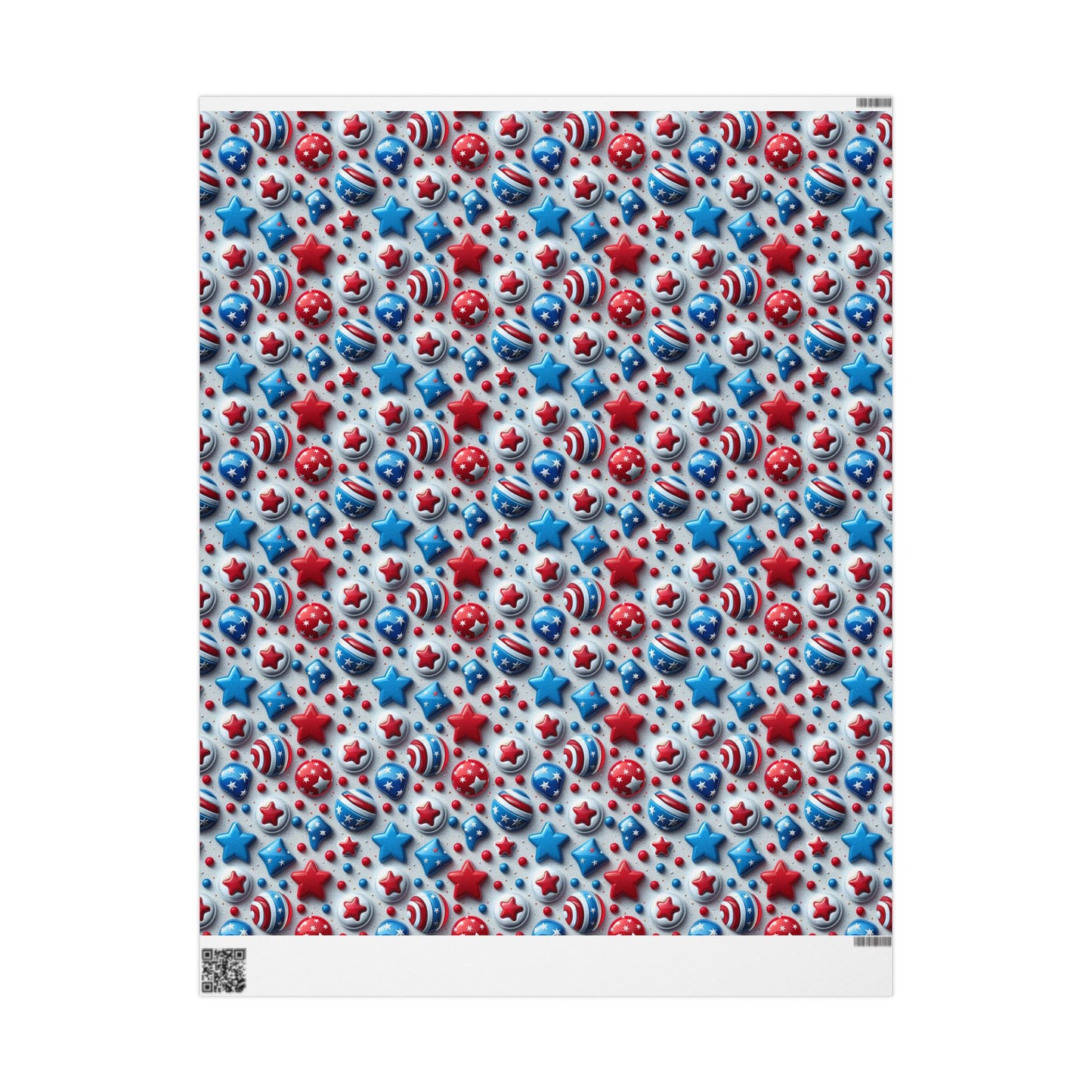 Patriotic Wrapping Paper - Red, White & Blue Stars Design