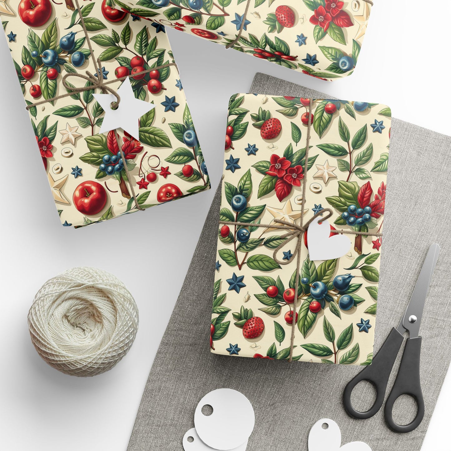 Festive Floral Wrapping Paper for Holidays and Celebrations