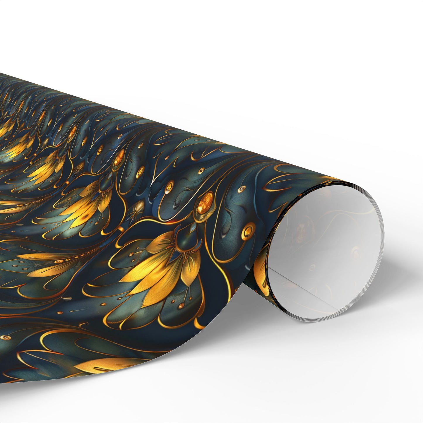 Glamorous Art Deco – Gold Floral Motifs on Teal Background