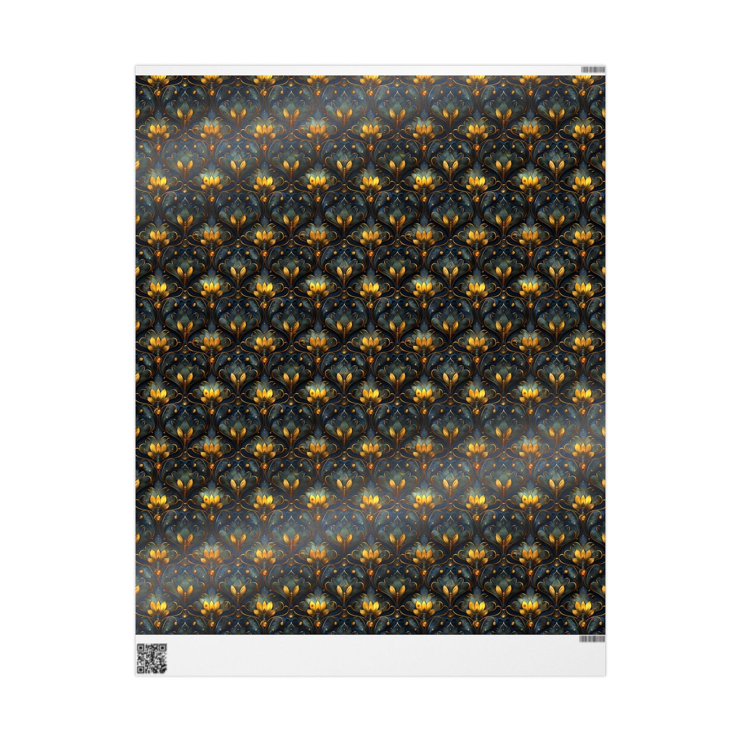 Glamorous Art Deco – Gold Floral Motifs on Teal Background