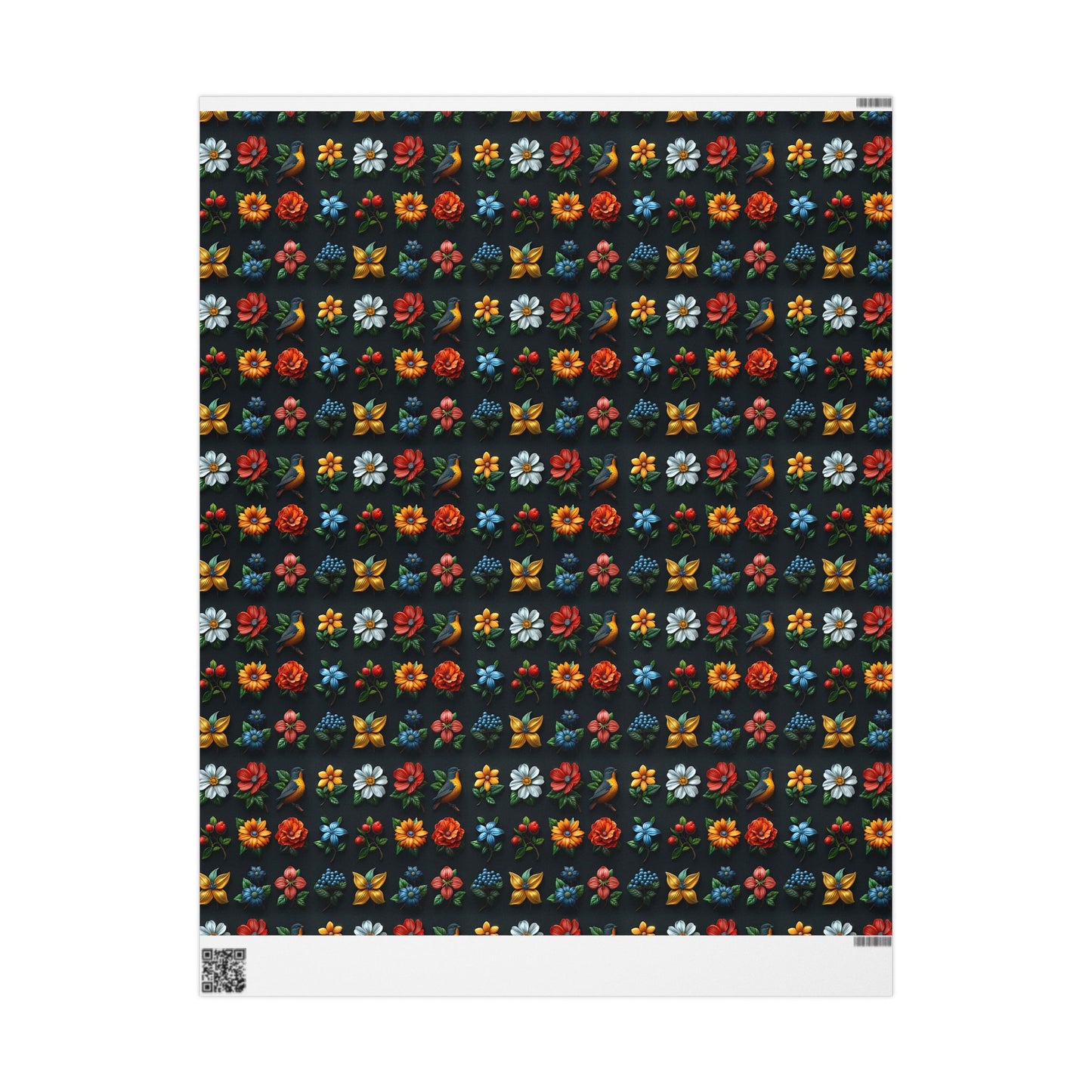 Flowers on Black Wrapping Paper
