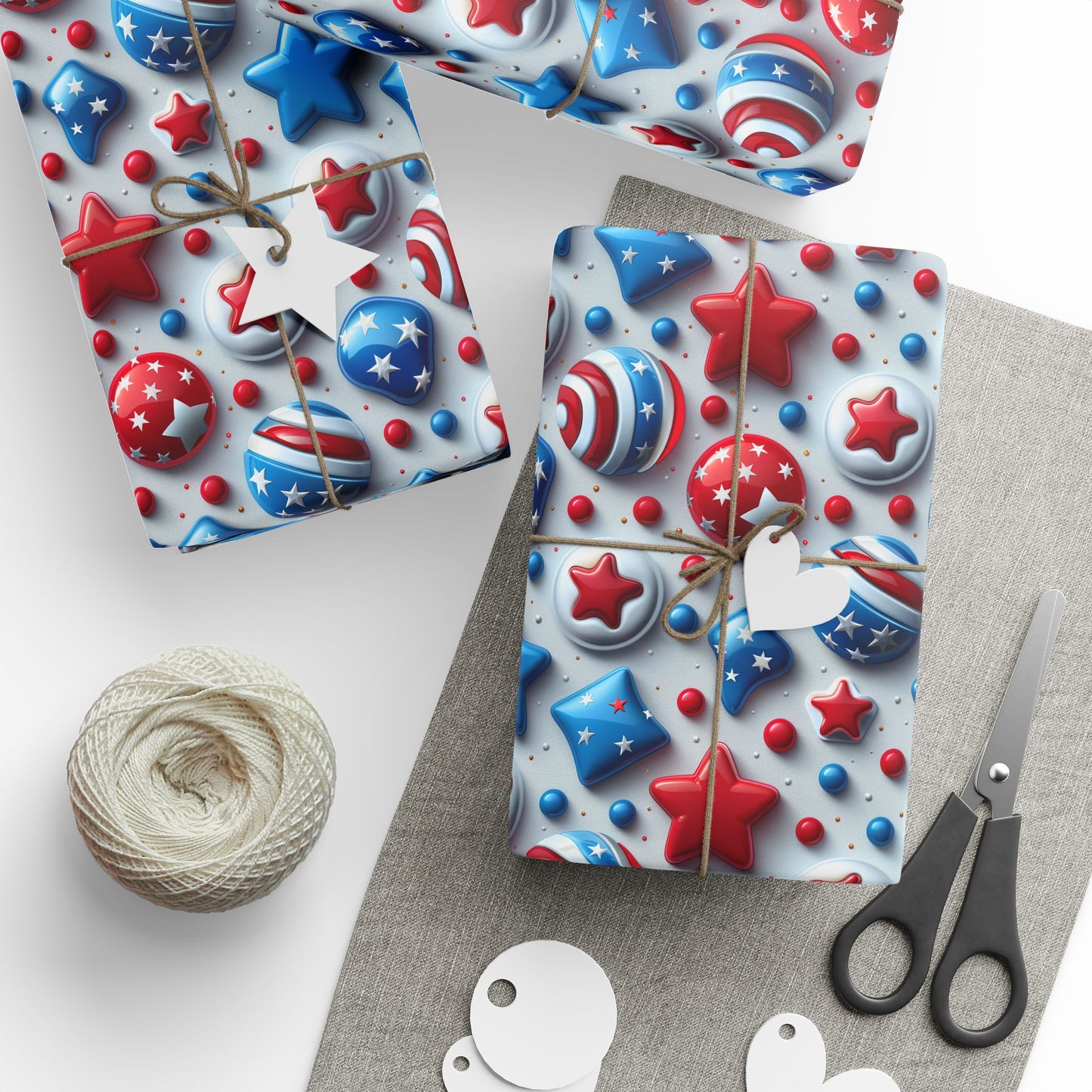 Patriotic Wrapping Paper - Red, White & Blue Stars Design