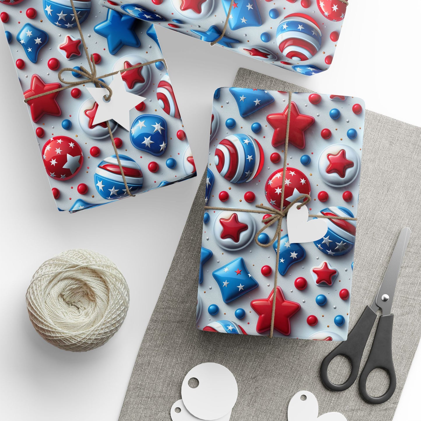 Patriotic Wrapping Paper - Red, White & Blue Stars Design