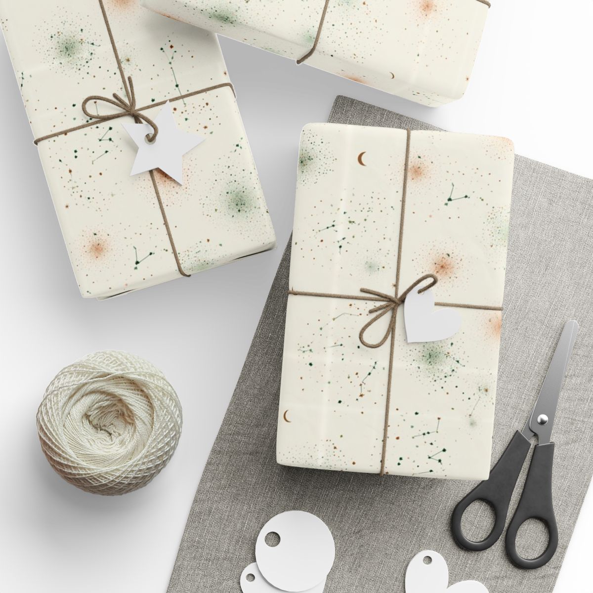 Celestial Night Sky Wrapping Paper — Stars & Moons Pattern (Design 5)