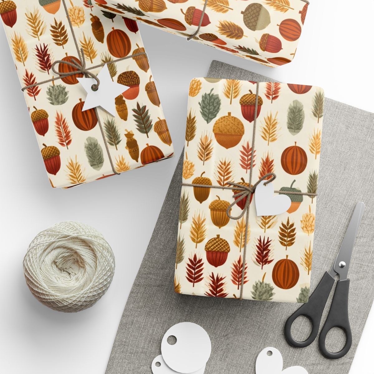 Fall Harvest Wrapping Paper — Autumn Botanical Pattern (Design 15)