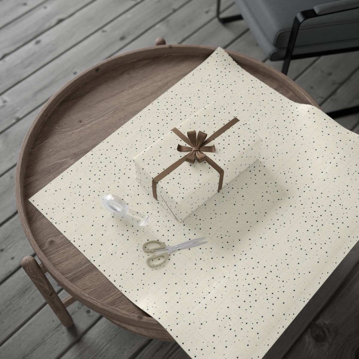 Star Grid Wrapping Paper | Minimalist Five-Pointed Star Pattern | All-Season Gift Wrap
