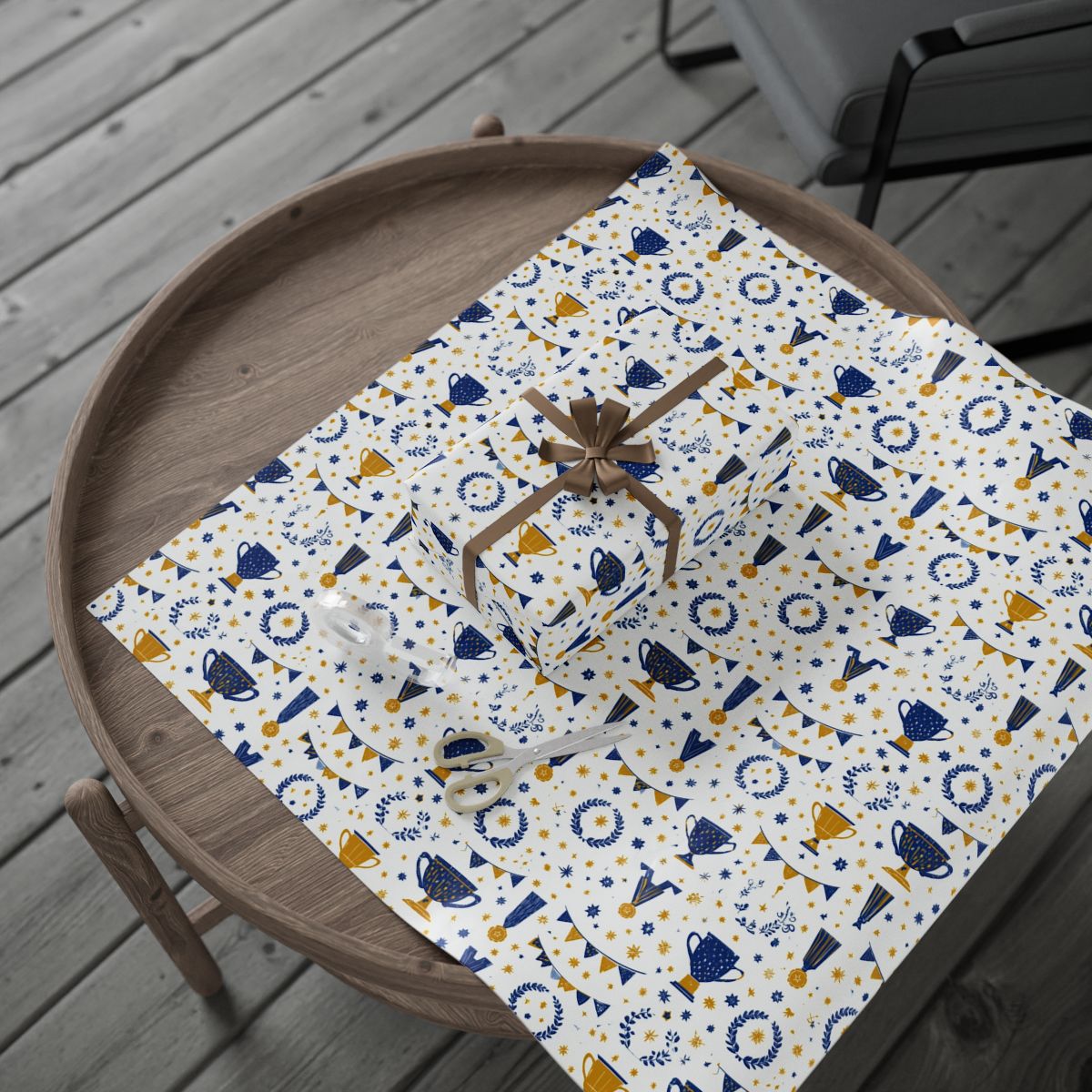 Summer Sports Wrapping Paper — Trophy & Award Pattern (Design 13)