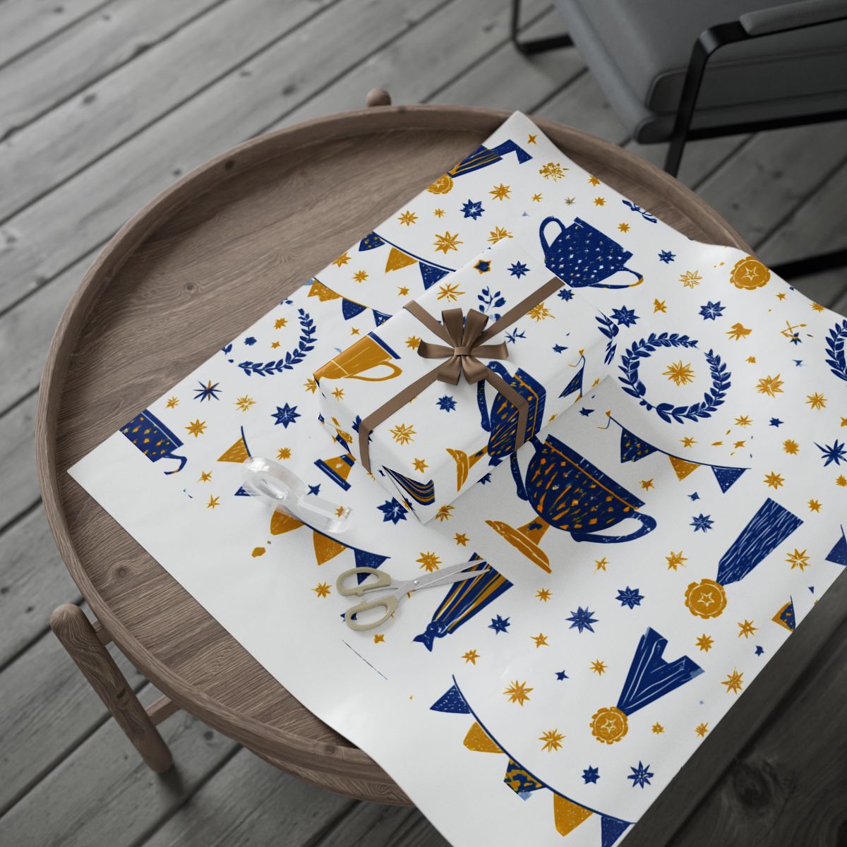 Summer Sports Wrapping Paper — Trophy & Award Pattern (Design 13)