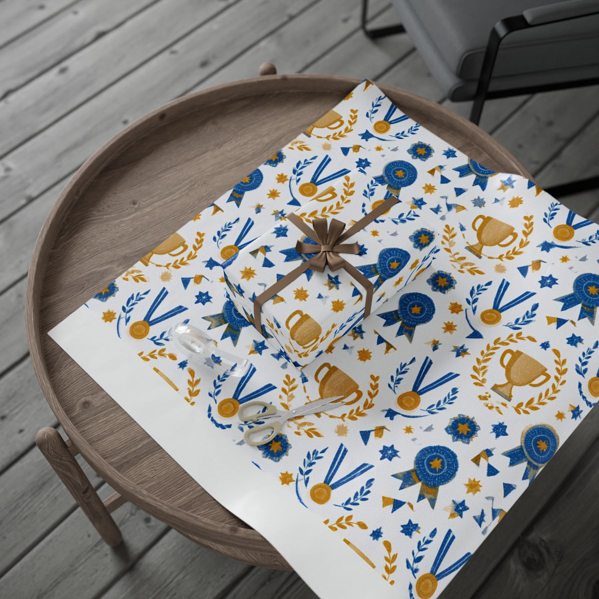 Summer Sports Wrapping Paper — Trophy & Award Pattern (Design 16)