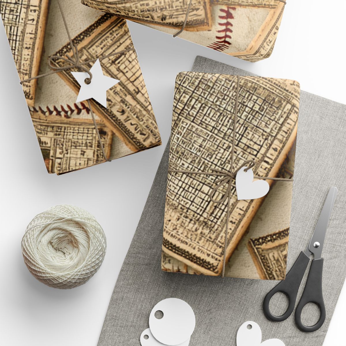 Summer Sports Wrapping Paper — Vintage Baseball Pattern (Design 11)
