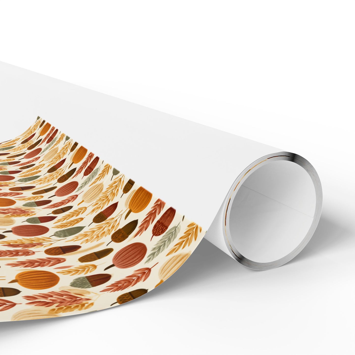 Harvest Grid Wrapping Paper | Mid-Century Modern Wheat & Gourd Pattern | All-Season Gift Wrap