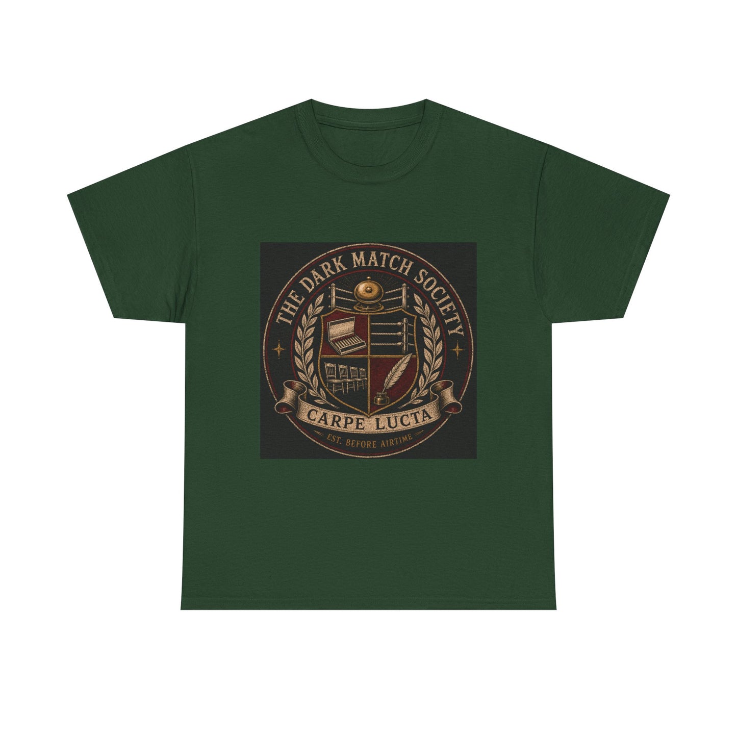 Dark Match Society Crest T-Shirt — 'Carpe Lucta' Vintage Emblem Tee
