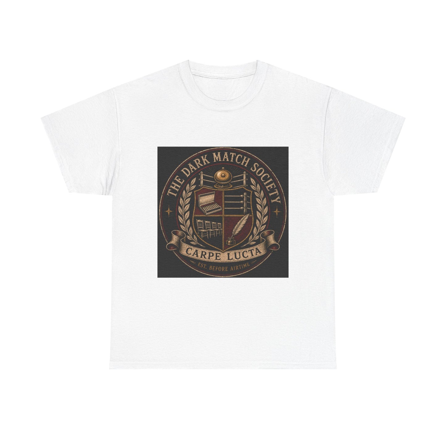 Dark Match Society Crest T-Shirt — 'Carpe Lucta' Vintage Emblem Tee
