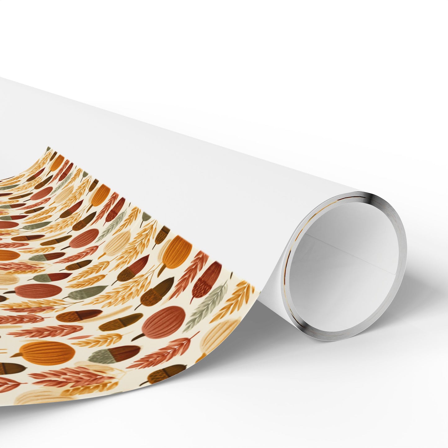 Harvest Grid Wrapping Paper | Mid-Century Modern Wheat & Gourd Pattern | All-Season Gift Wrap
