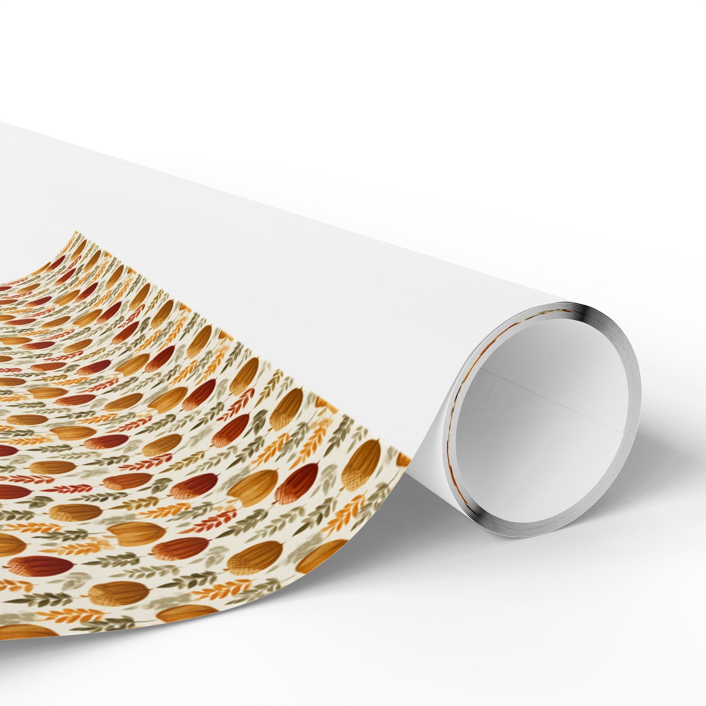 Harvest Grid Wrapping Paper | Mid-Century Modern Wheat & Gourd Pattern | All-Season Gift Wrap