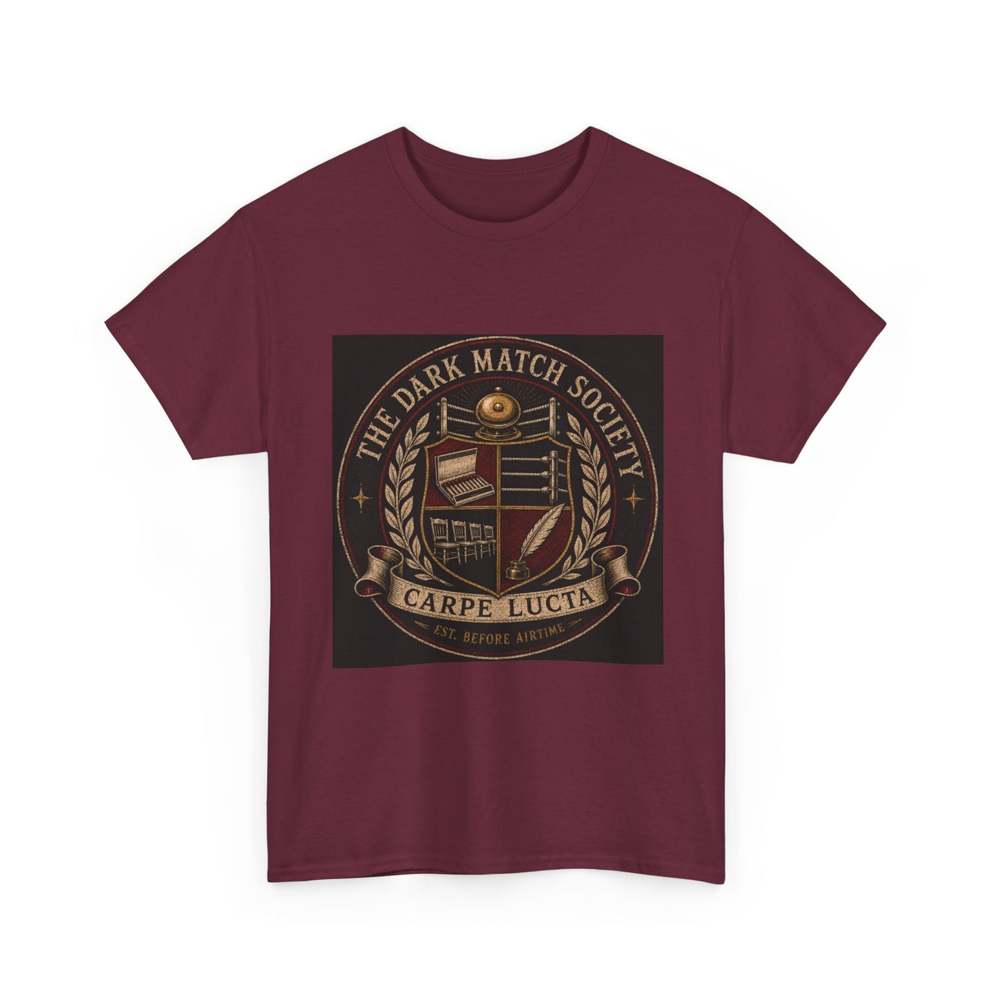 Dark Match Society Crest T-Shirt — 'Carpe Lucta' Vintage Emblem Tee