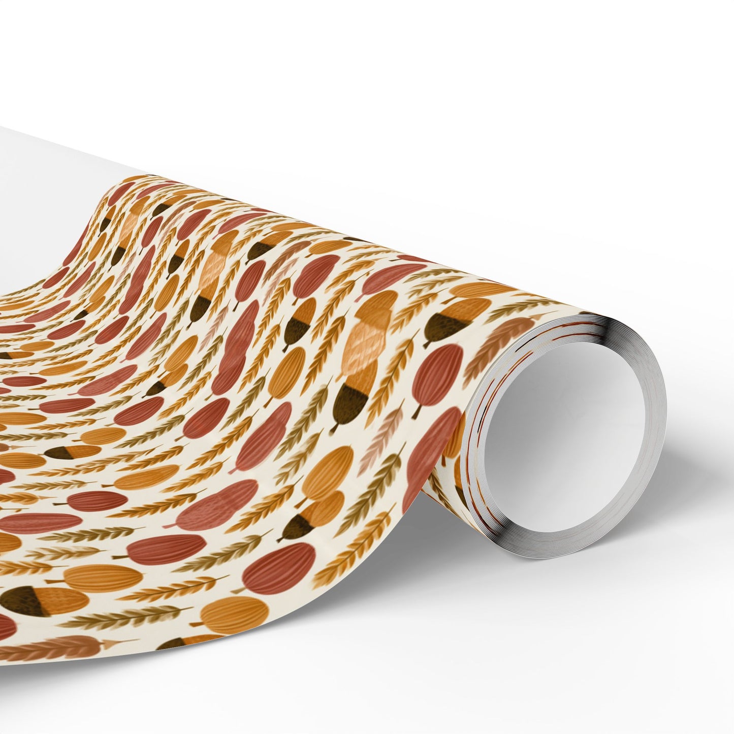 Harvest Grid Wrapping Paper | Mid-Century Modern Wheat & Gourd Pattern | All-Season Gift Wrap