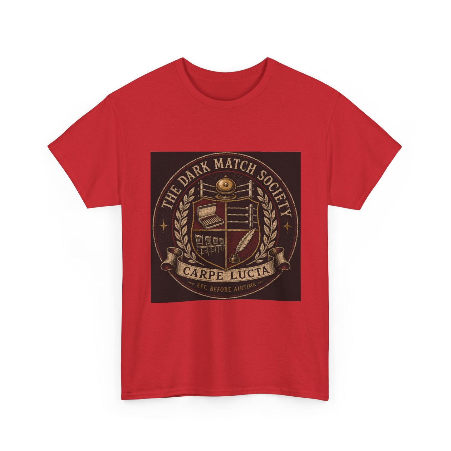 Dark Match Society Crest T-Shirt — 'Carpe Lucta' Vintage Emblem Tee