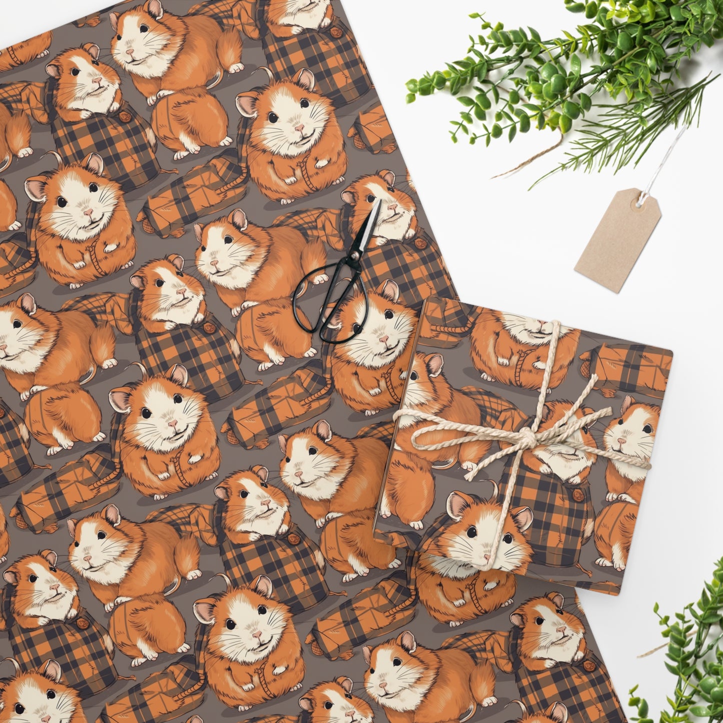 Hamsters in Plaid Wrapping Paper