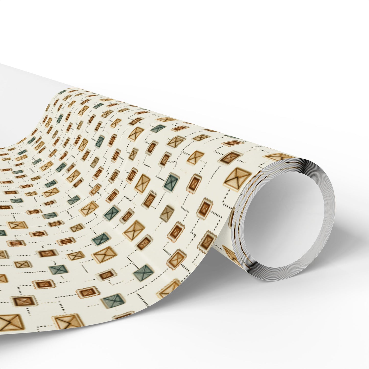 Postal System Wrapping Paper | Vintage Envelope & Postmark Pattern | All-Season Gift Wrap