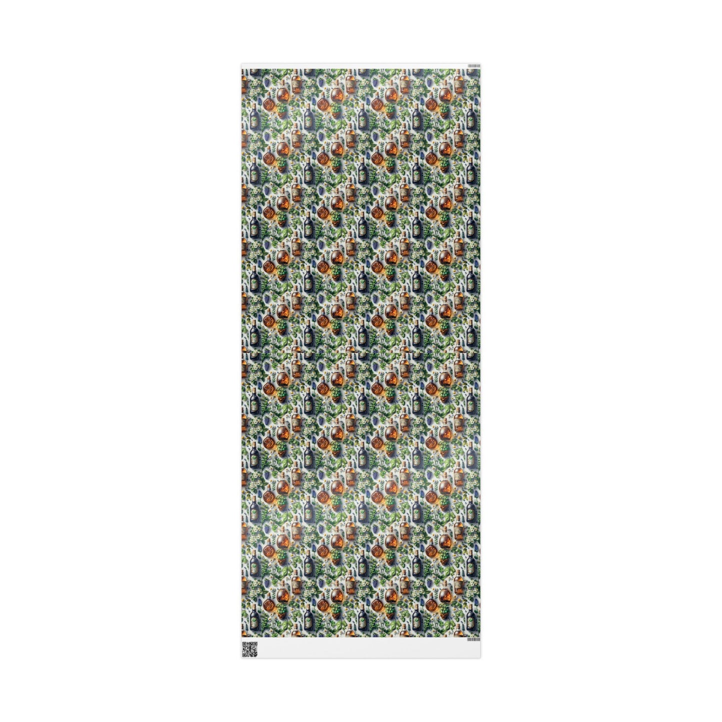 Vintage Botanical Gift Wrap with Flowers & Spirits Bottles
