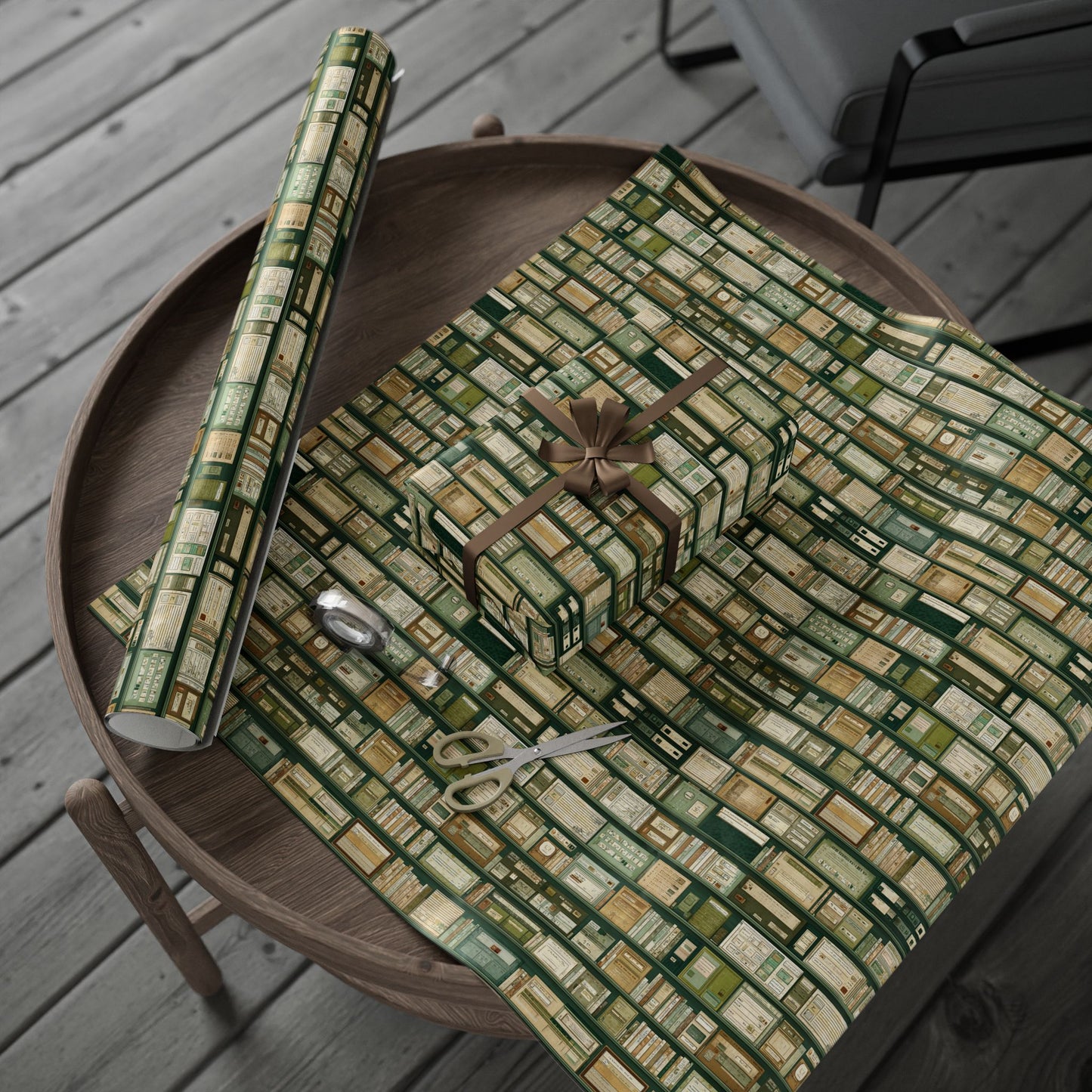 Library & Books Pattern Wrapping Paper — Collection No. 003