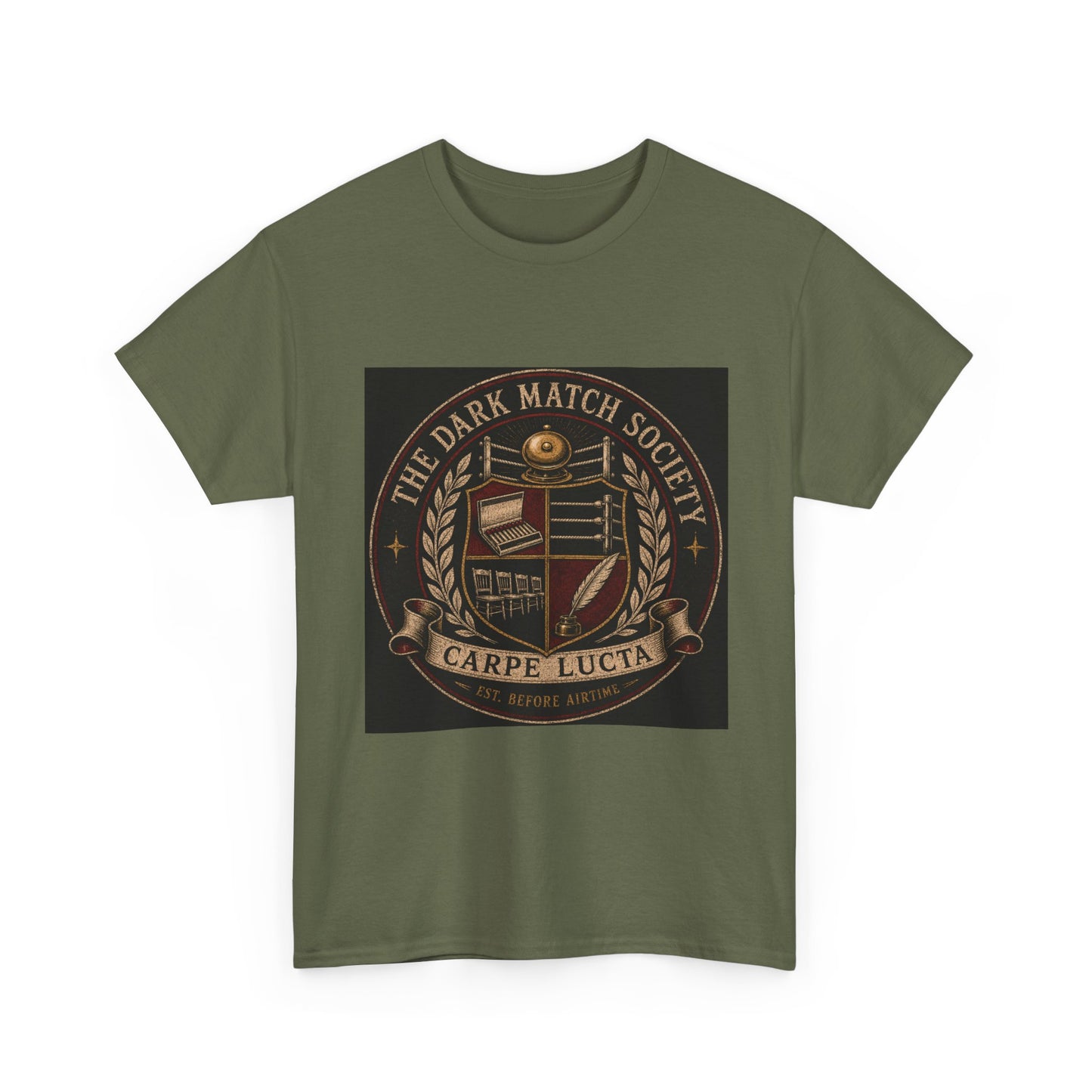 Dark Match Society Crest T-Shirt — 'Carpe Lucta' Vintage Emblem Tee
