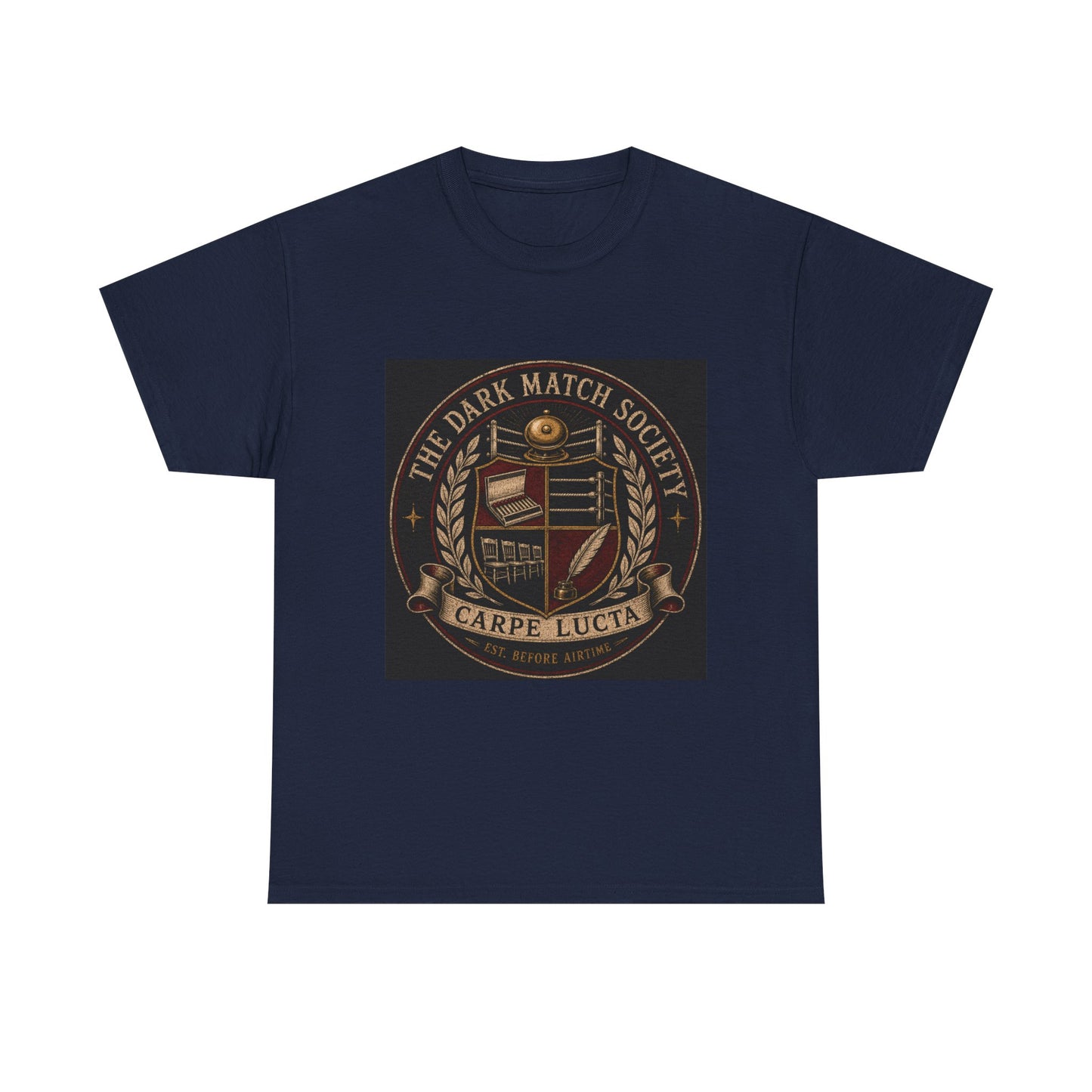 Dark Match Society Crest T-Shirt — 'Carpe Lucta' Vintage Emblem Tee