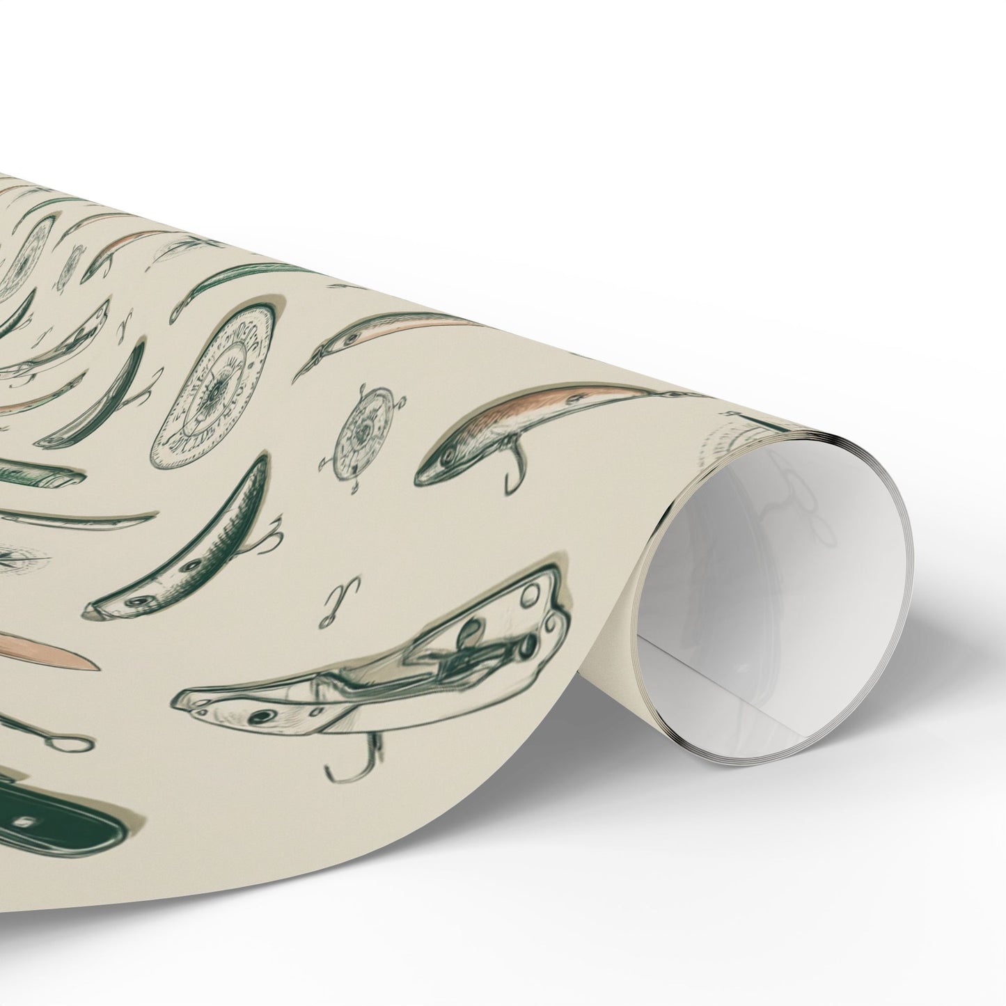 Outdoor Adventure Wrapping Paper — Fishing Lures, Compasses & Pocket Knives | Father's Day Gift Wrap