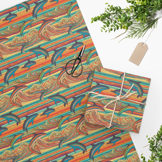 Psychedelic Dolphins Wrapping Paper