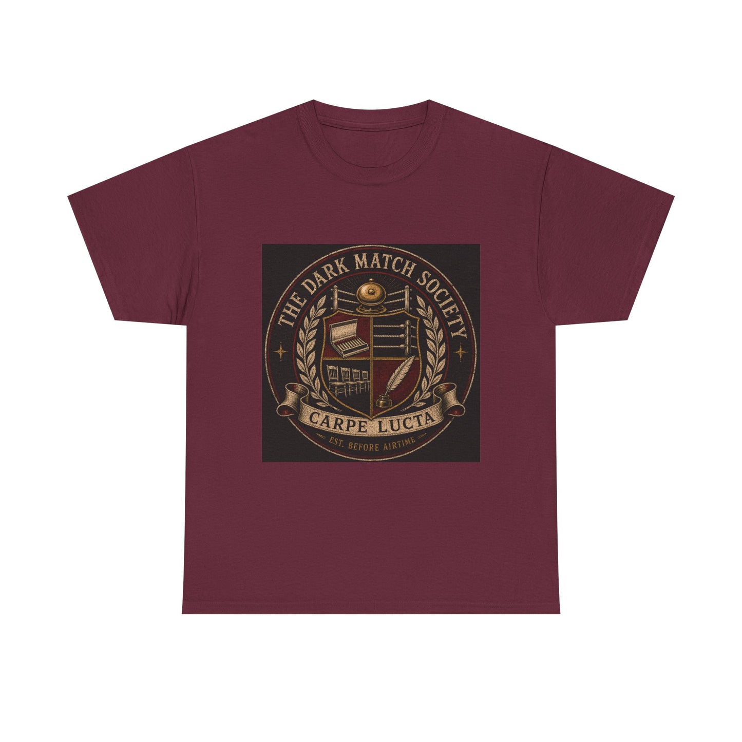 Dark Match Society Crest T-Shirt — 'Carpe Lucta' Vintage Emblem Tee