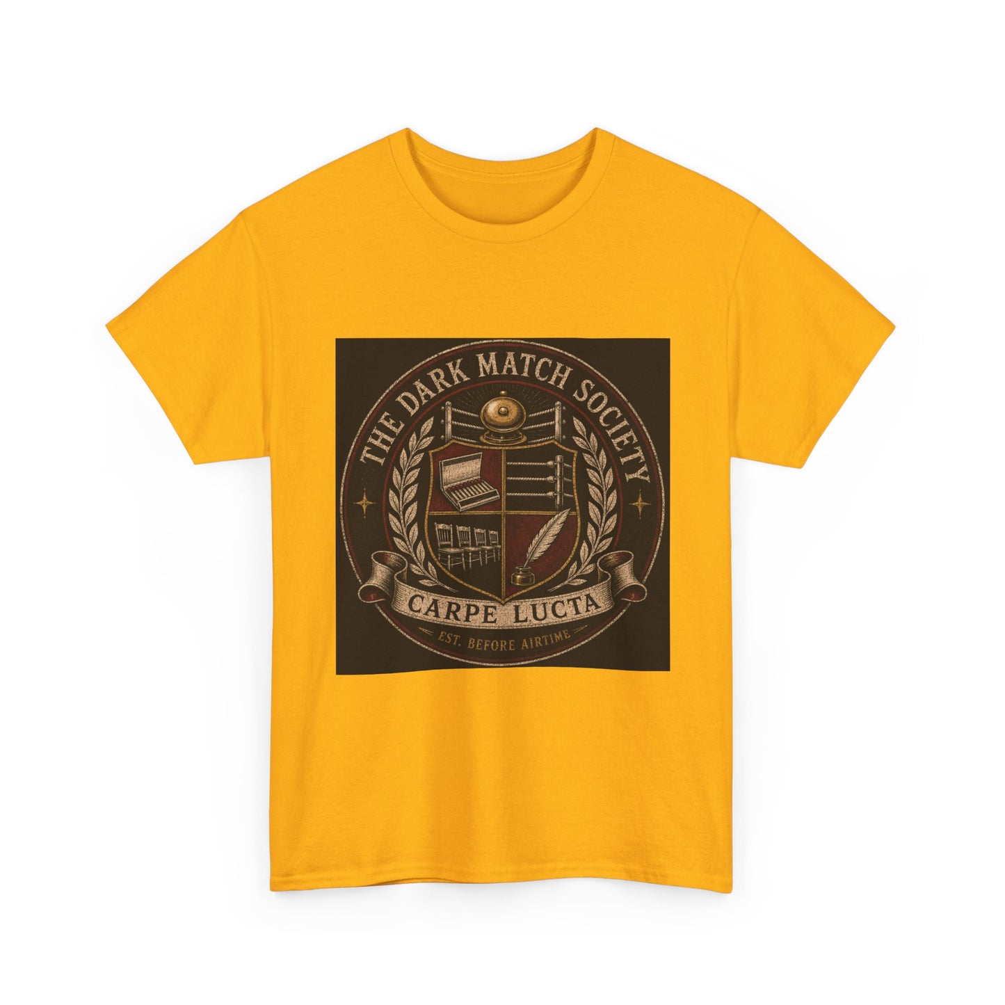 Dark Match Society Crest T-Shirt — 'Carpe Lucta' Vintage Emblem Tee