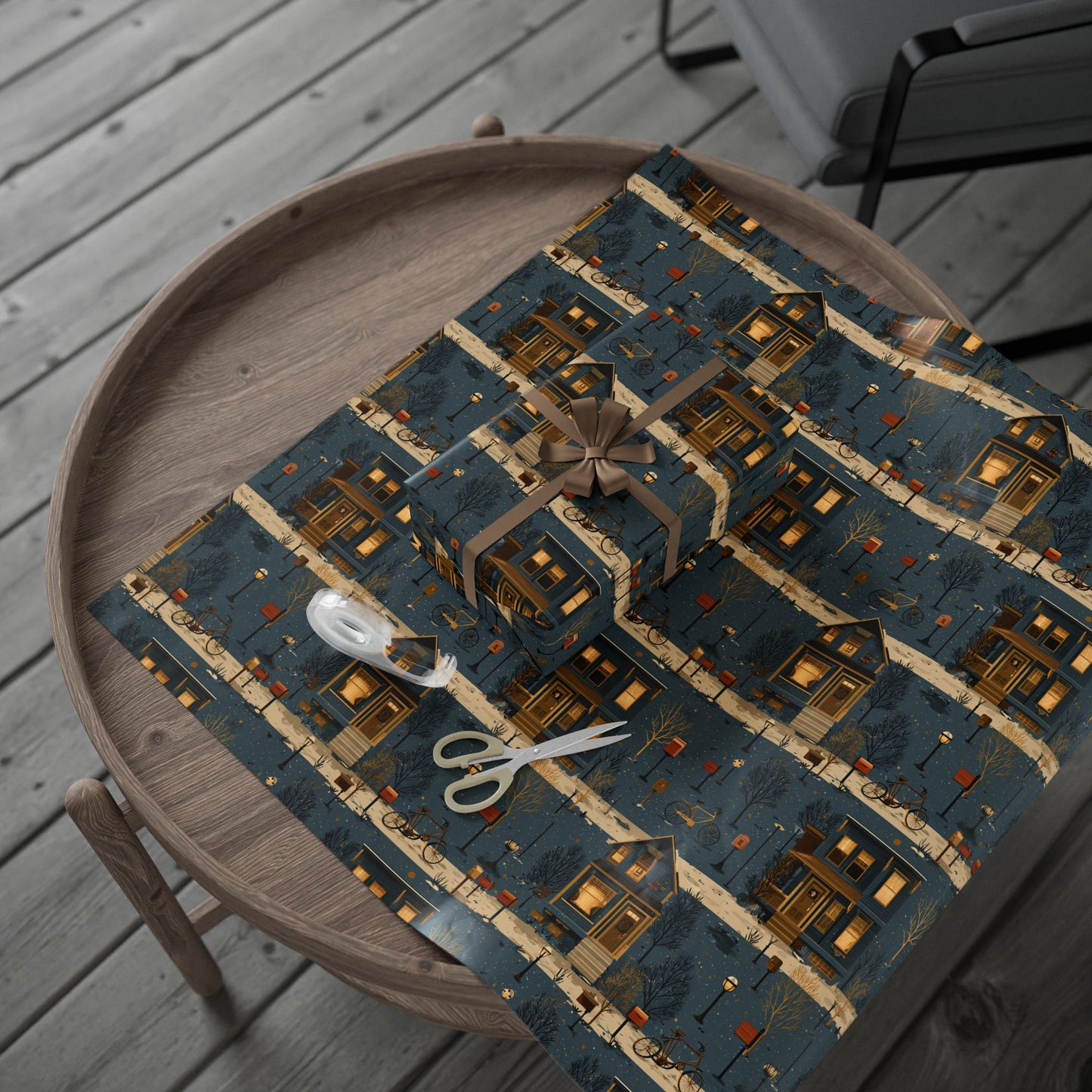 Neighborhood Map Pattern Wrapping Paper — District No. 001
