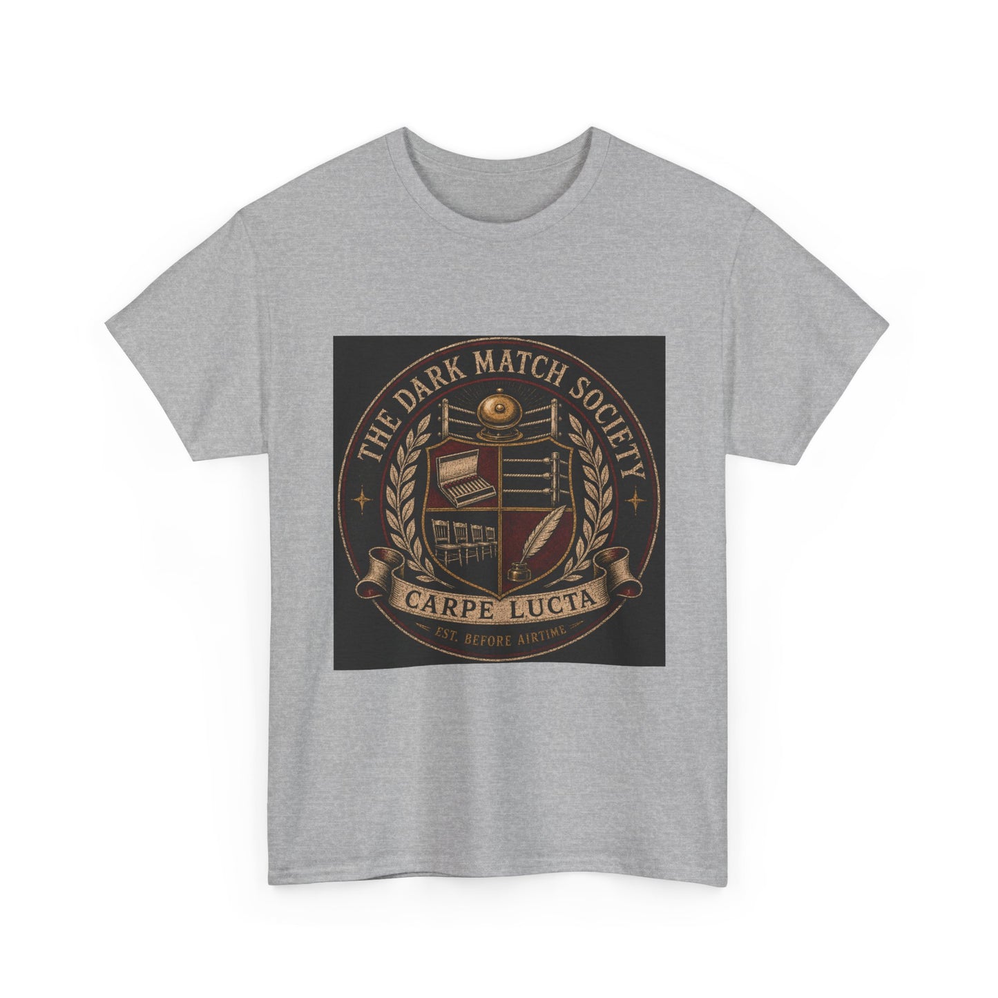 Dark Match Society Crest T-Shirt — 'Carpe Lucta' Vintage Emblem Tee