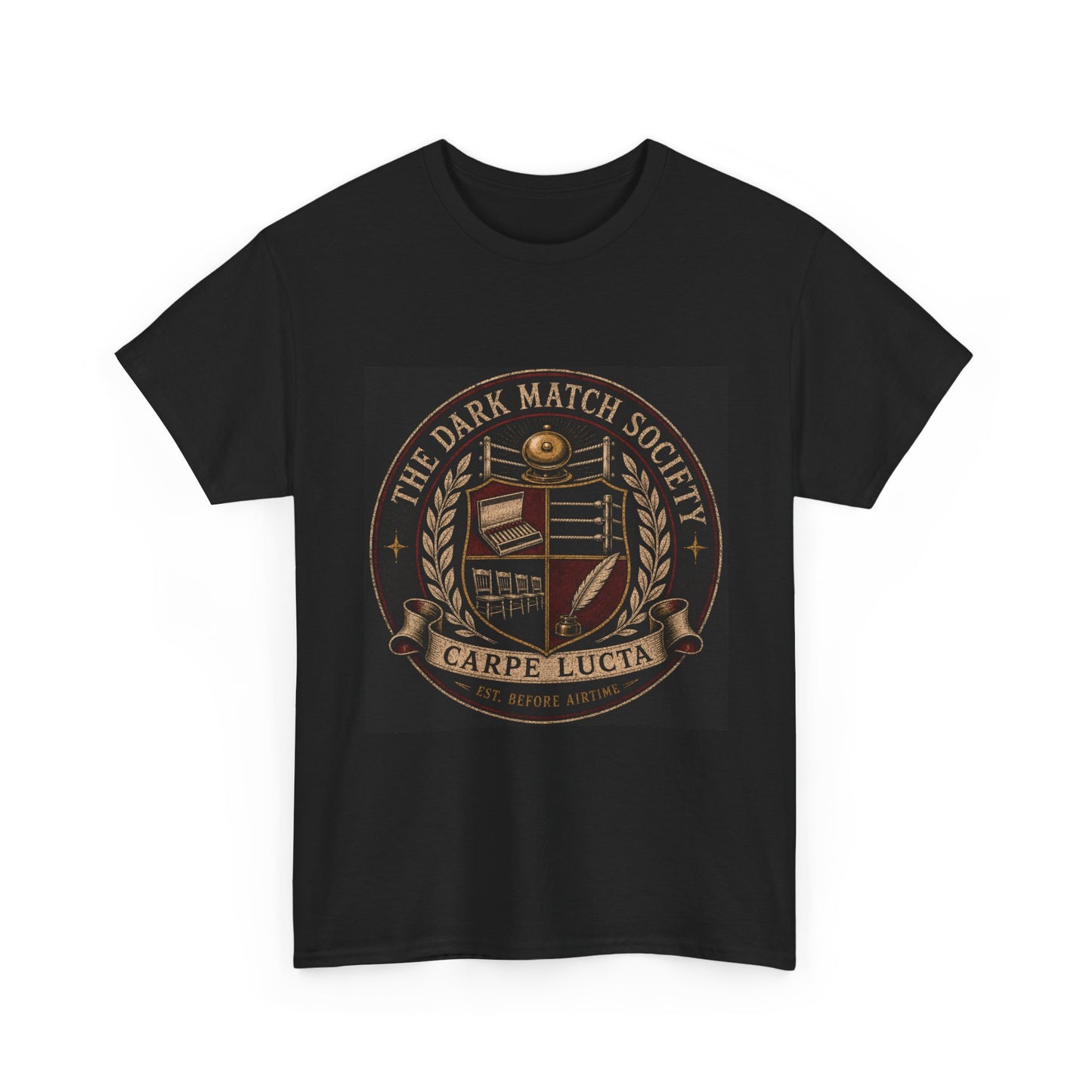 Dark Match Society Crest T-Shirt — 'Carpe Lucta' Vintage Emblem Tee