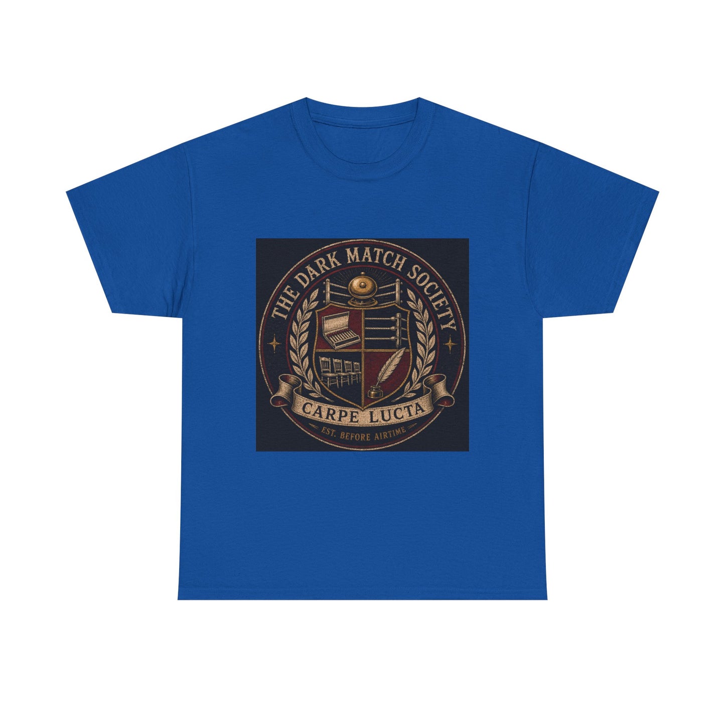 Dark Match Society Crest T-Shirt — 'Carpe Lucta' Vintage Emblem Tee
