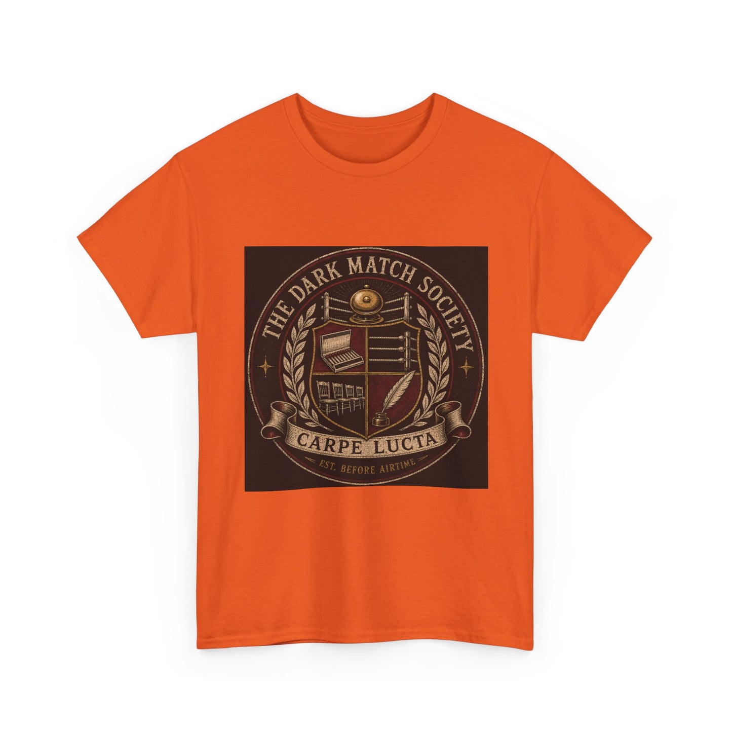 Dark Match Society Crest T-Shirt — 'Carpe Lucta' Vintage Emblem Tee