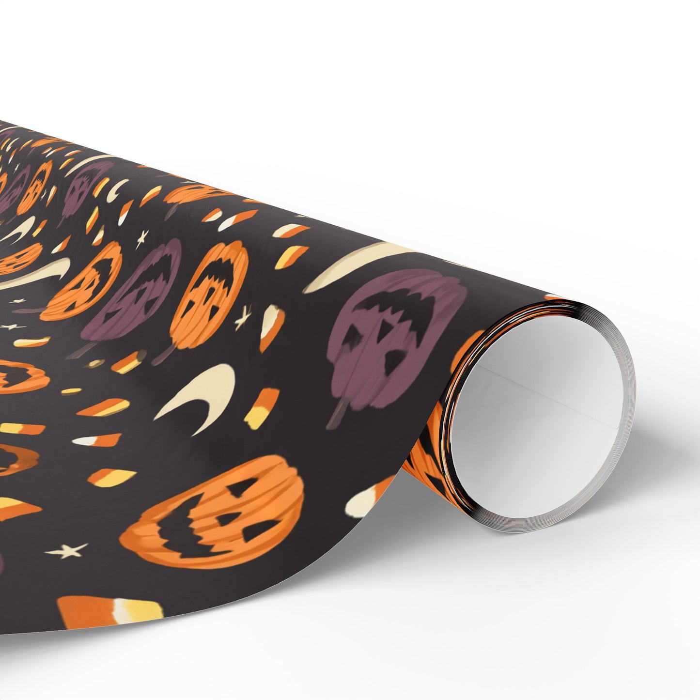 Halloween Wrapping Paper — Jack-o-Lanterns, Candy Corn & Moons | Spooky Gift Wrap