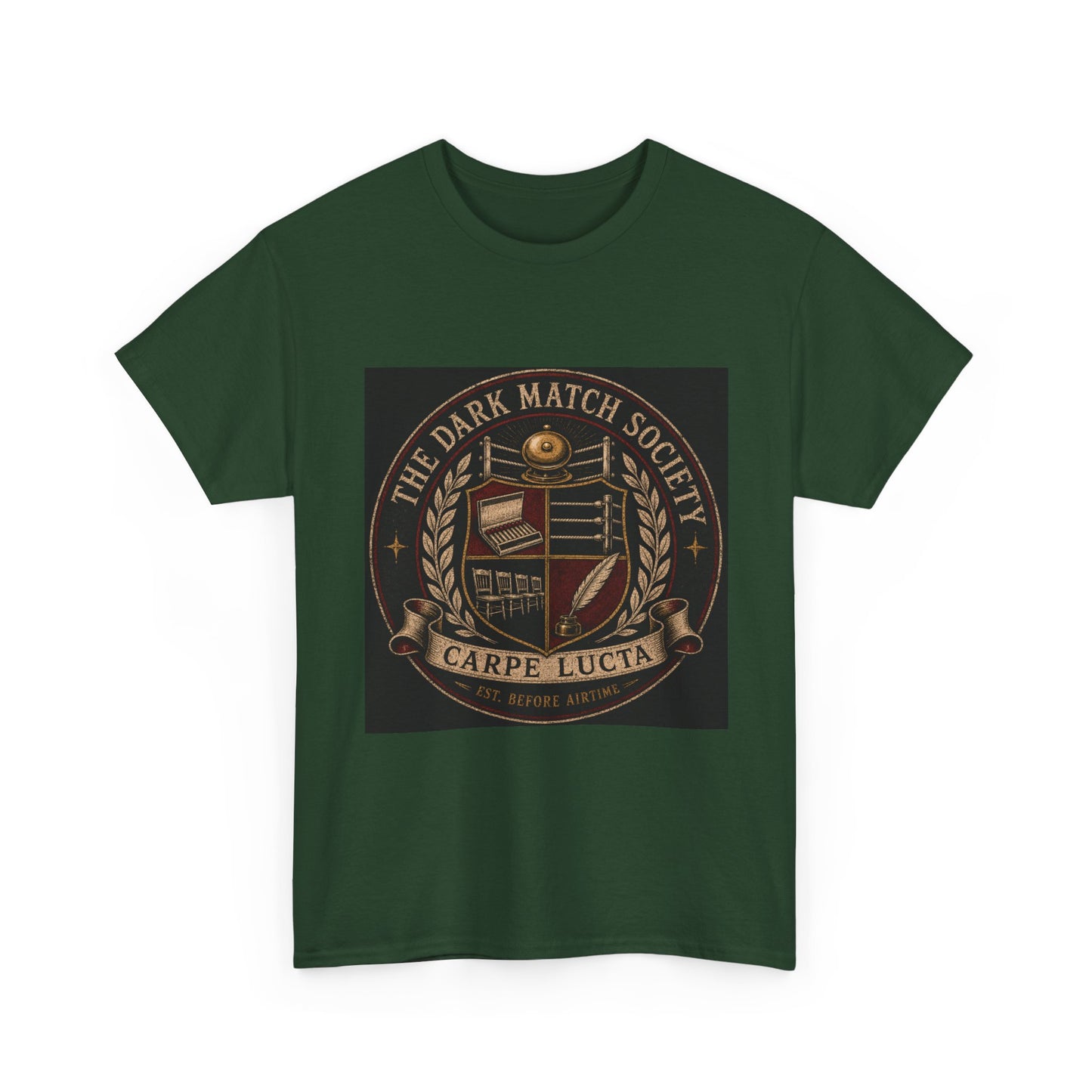 Dark Match Society Crest T-Shirt — 'Carpe Lucta' Vintage Emblem Tee