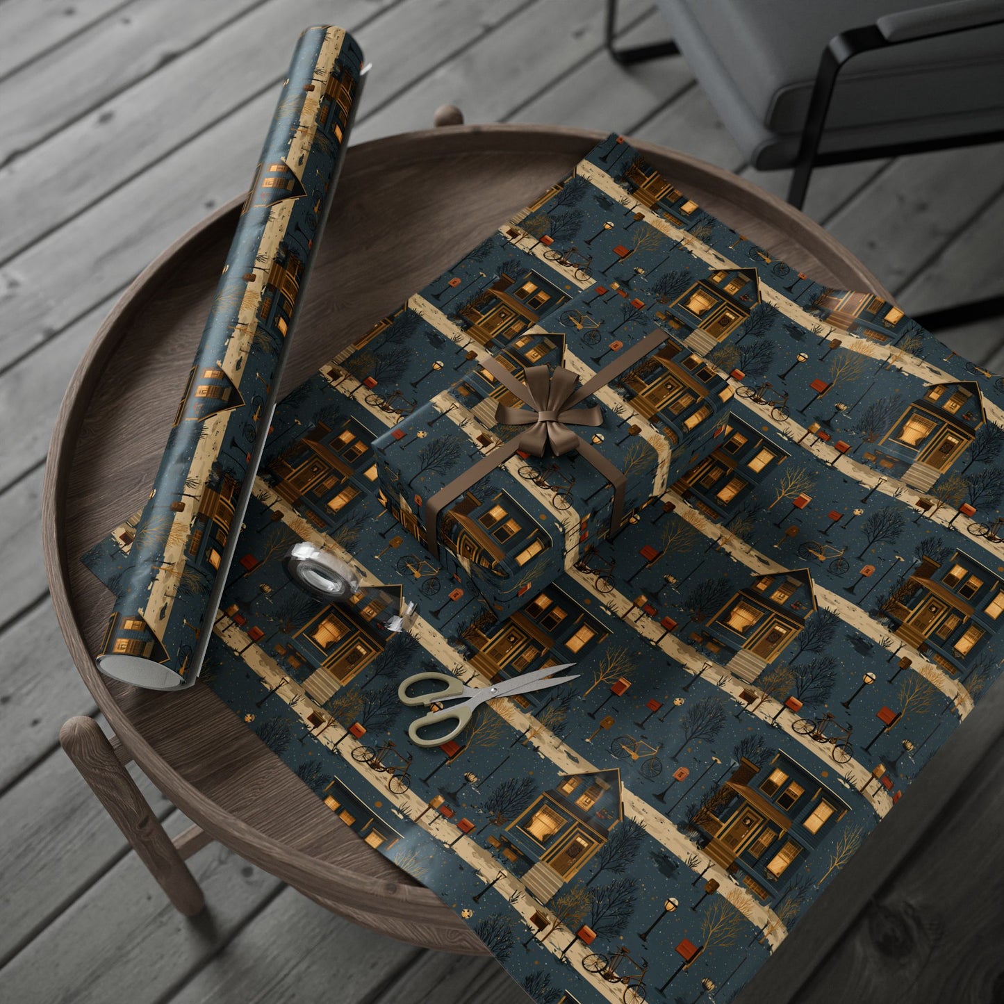 Neighborhood Map Pattern Wrapping Paper — District No. 001