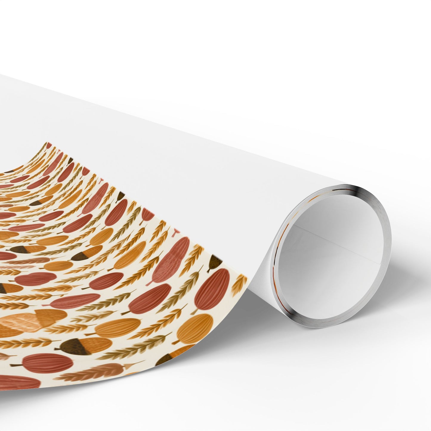 Harvest Grid Wrapping Paper | Mid-Century Modern Wheat & Gourd Pattern | All-Season Gift Wrap
