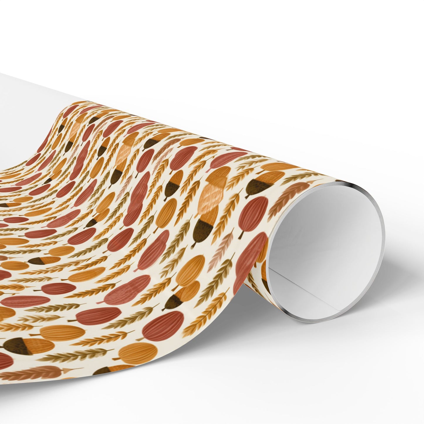 Harvest Grid Wrapping Paper | Mid-Century Modern Wheat & Gourd Pattern | All-Season Gift Wrap