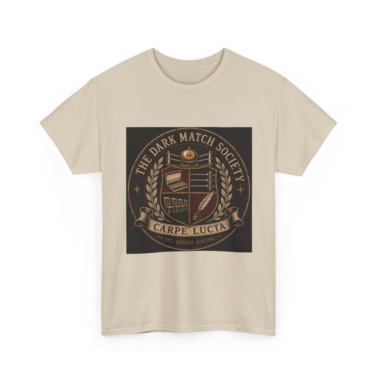 Dark Match Society Crest T-Shirt — 'Carpe Lucta' Vintage Emblem Tee