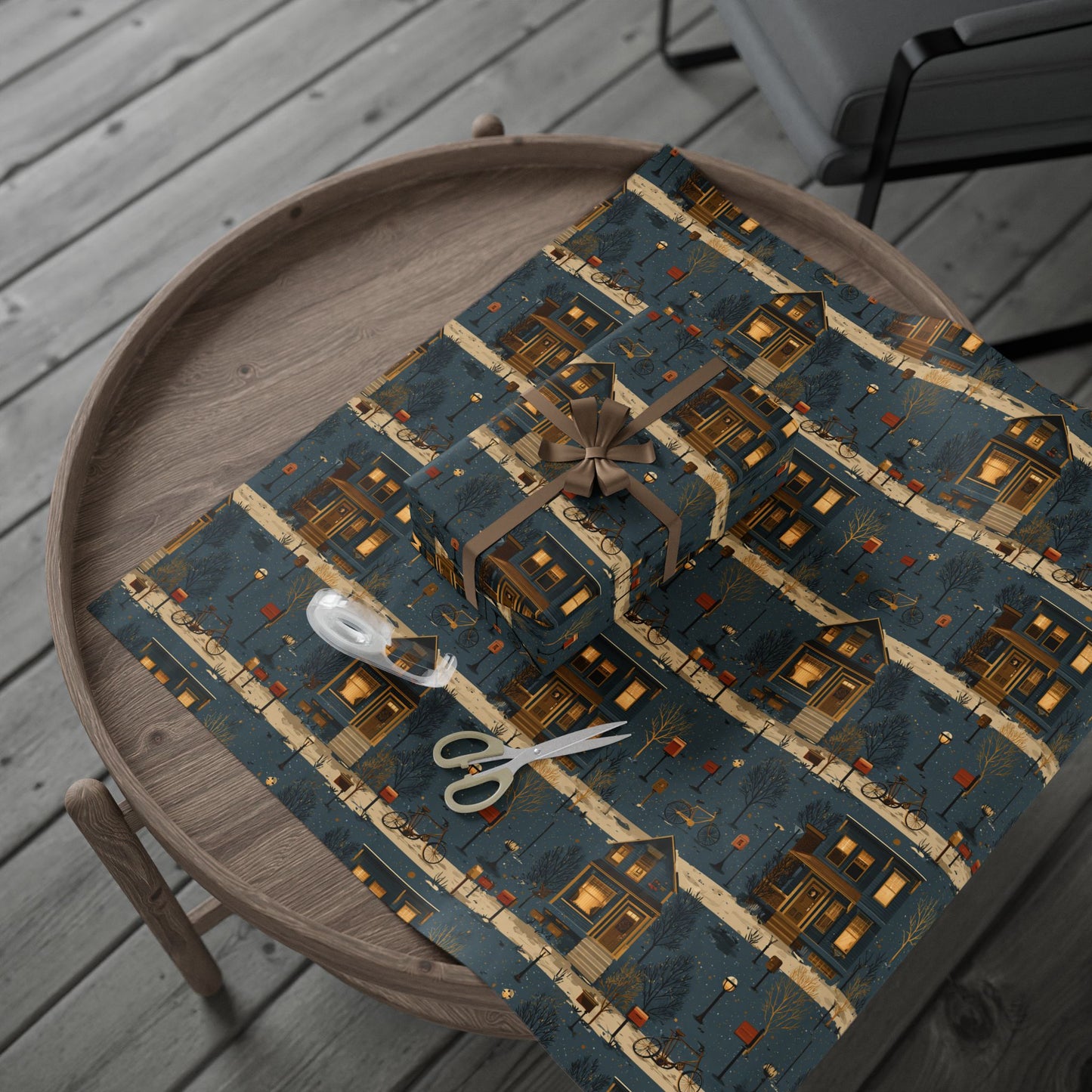 Neighborhood Map Pattern Wrapping Paper — District No. 001