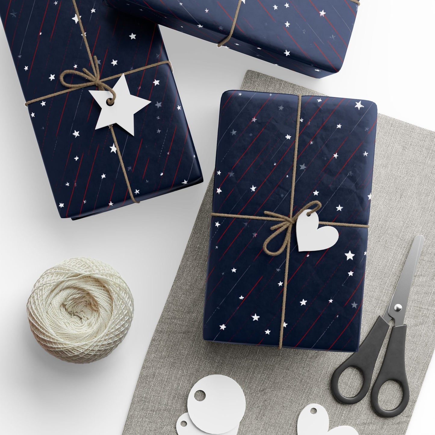Stars & Stripes Patriotic Wrapping Paper — Red, White & Navy | Independence Day Gift Wrap
