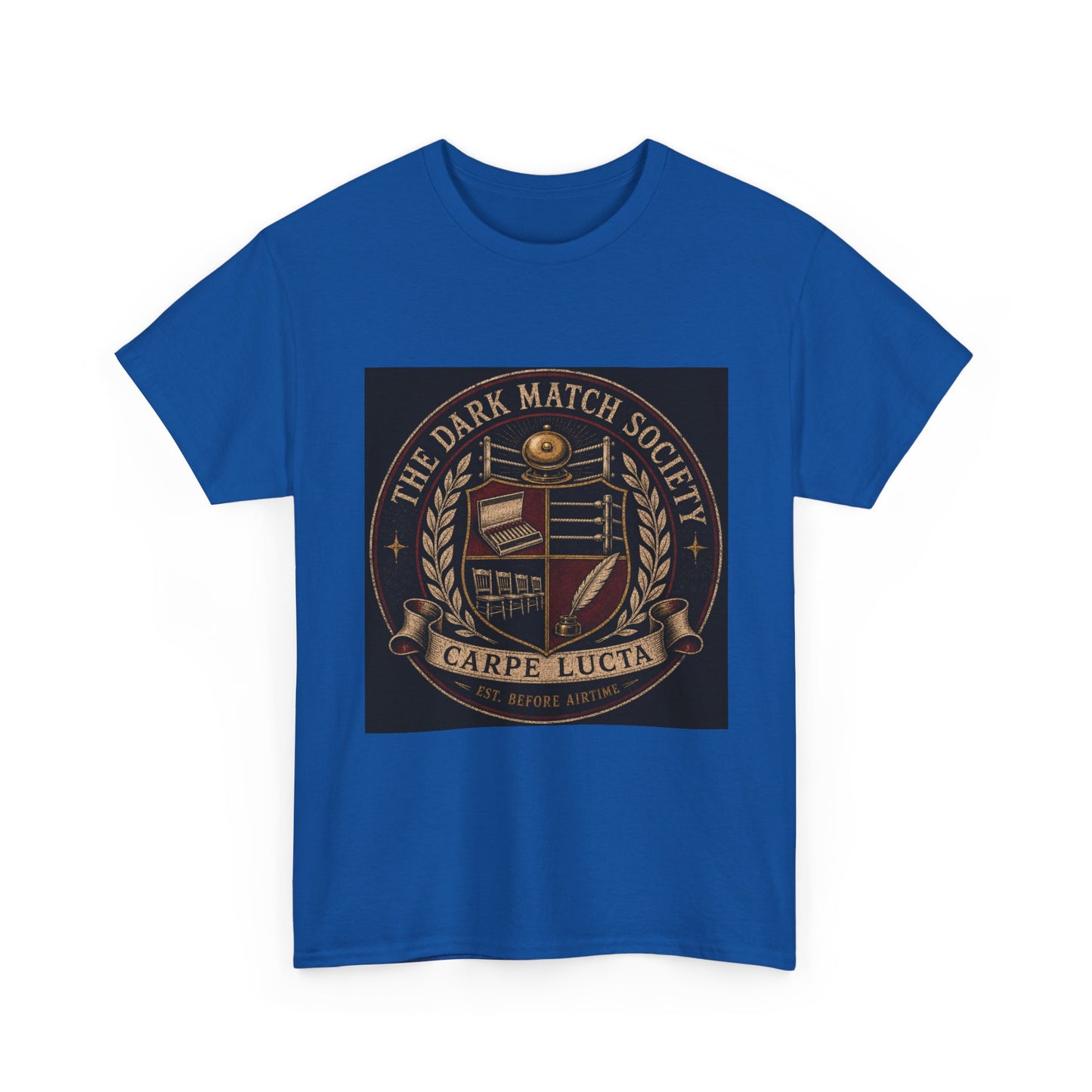 Dark Match Society Crest T-Shirt — 'Carpe Lucta' Vintage Emblem Tee